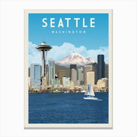 Seattle Washington Travel Poster Canvas Print