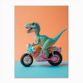 Toy Dinosaur Pattern On A Motorbike 3 Canvas Print