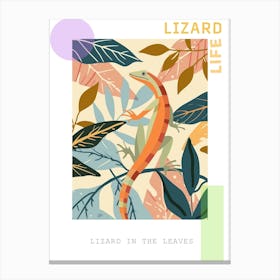 Lizard In The Leaves Modern Abstract Illustration 1 Poster Canvas Print