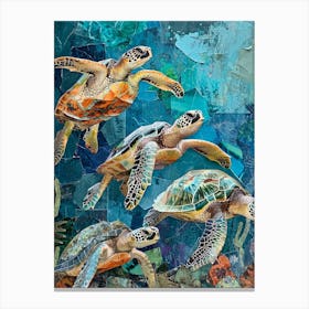 Kitsch Sea Turtle Collage 3 Canvas Print