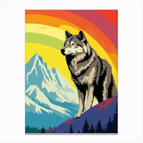 Tundra Wolf Retro Film Colourful 1 Canvas Print