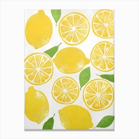 Lemons And Lemon Slices In A Yellow Arrangement Canvas Print