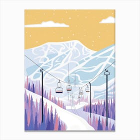 Steamboat Ski Resort   Colorado, Usa, Ski Resort Pastel Colours Illustration 1 Canvas Print