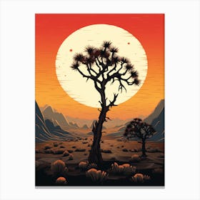 Joshua Tree At Sunrise In The Style Of Gold And Black (1) Canvas Print