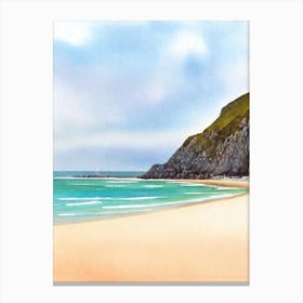 Porthcurno Beach, Cornwall Watercolour Canvas Print