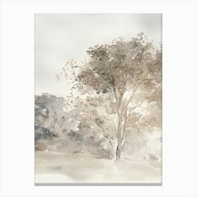 Neutral Landscape Watercolour Tree Vintage 2 Canvas Print