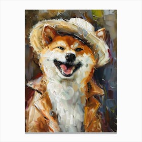 Oil Painting Smiling Shiba Inu Canvas Print