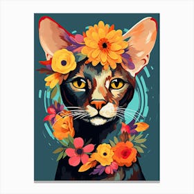 Oriental Shorthair Cat With A Flower Crown Painting Matisse Style 1 Canvas Print