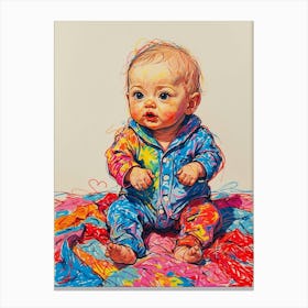 Baby On A Blanket Canvas Print