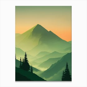 Misty Mountains Vertical Composition In Green Tone 145 Canvas Print