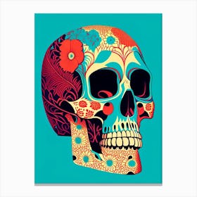 Skull With Pop Art Influences 2 Line Drawing Canvas Print