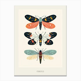 Colourful Insect Illustration Firefly 4 Poster Canvas Print