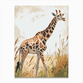 Modern Illustration Of A Giraffe In The Plants 2 Canvas Print