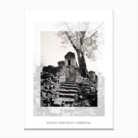 Poster Of Krong Siem Reap, Cambodia, Black And White Old Photo 2 Canvas Print