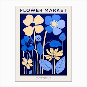Blue Flower Market Poster Buttercup 2 Canvas Print