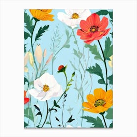 Seamless Pattern With Flowers 5 Canvas Print