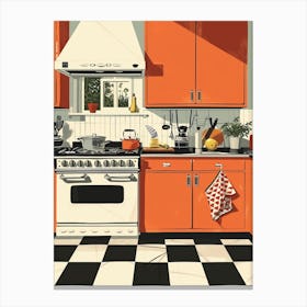 Retro Tiled Kitchen Illustration 1 Canvas Print