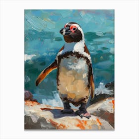 African Penguin Volunteer Point Oil Painting 1 Canvas Print