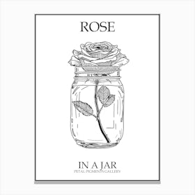 Rose In A Jar Line Drawing 3 Poster Canvas Print