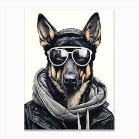 German Shepherd Dog Wearing Glasses Canvas Print