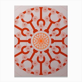 Geometric Abstract Glyph Circle Array in Tomato Red n.0042 Canvas Print