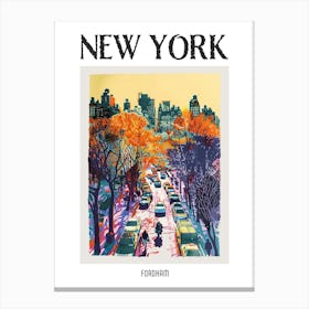 Fordham New York Colourful Silkscreen Illustration 2 Poster Canvas Print
