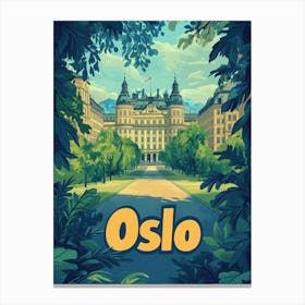 Aihrgdesign A Classic 1960s Travel Poster For Oslo 1 Canvas Print