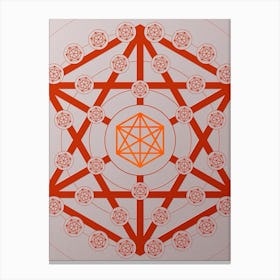 Geometric Abstract Glyph Circle Array in Tomato Red n.0132 Canvas Print