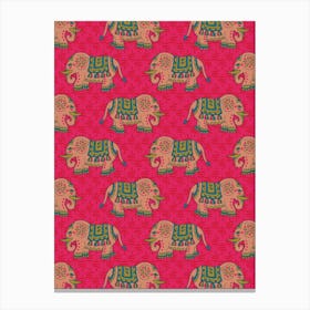 ELEPHANT PARADE Bohemian Exotic Jungle Animal in Fuchsia Hot Pink Blush Red Blue Green Canvas Print