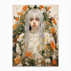 Billie Eilish Floral Collage 2 Canvas Print