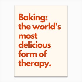 Baking Therapy 1 Kitchen Typography Cream Red Canvas Print