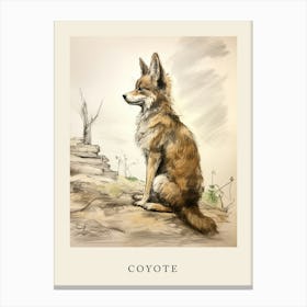 Beatrix Potter Inspired  Animal Watercolour Coyote 2 Canvas Print