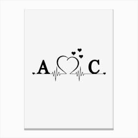 Personalized Couple Name Initial A And C Canvas Print