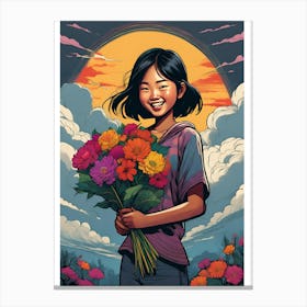 Girl With Flowers Canvas Print