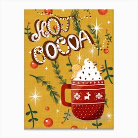Christmas Hot Cocoa Yellow Canvas Print