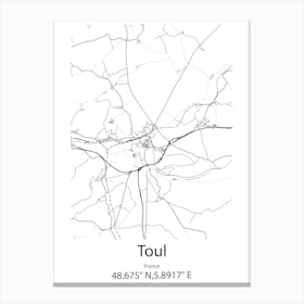 Toul,France Minimalist Map Canvas Print