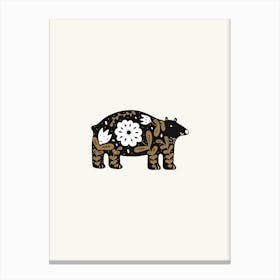 Bear With Flowers Folk Scandi Canvas Print