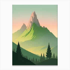 Misty Mountains Vertical Composition In Green Tone 219 Canvas Print