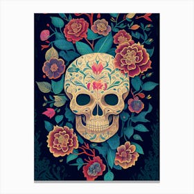 skull and flowers Canvas Print