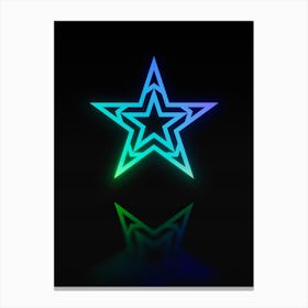 Neon Blue and Green Abstract Geometric Glyph on Black n.0121 Canvas Print