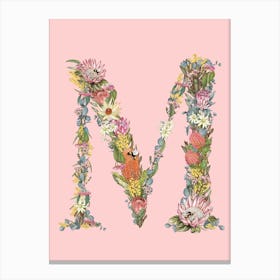M Pink Alphabet Letter Canvas Print