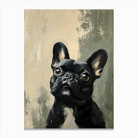 Minimal Frenchie With Blue Background 2 Canvas Print