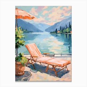 Sun Lounger By The Pool In Lake Como Italy 3 Canvas Print
