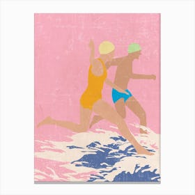 Running Swimmers (Pink) Canvas Print