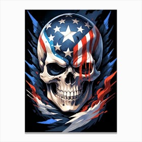 American Flag Floral Face Evil Death Skull (22) Canvas Print