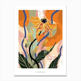 Colourful Flower Illustration Poster Calendula 3 Canvas Print