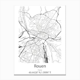 Rouen,France Minimalist Map Canvas Print