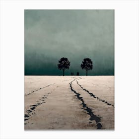 Two Trees In The Snow Canvas Print