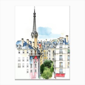 Paris Skyline Watercolor Canvas Print