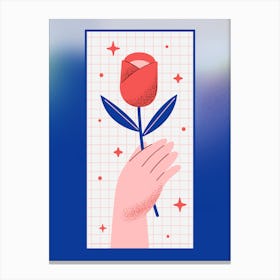 Hand holding a rose Canvas Print